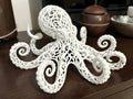 3D printed white filigree octopus sculpture